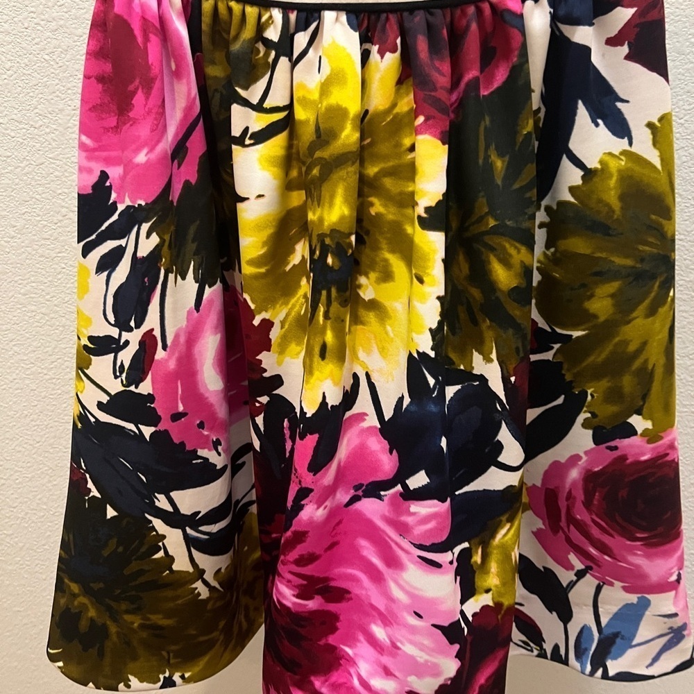 Just Taylor black & white striped pink & yellow floral dress size 6 - Picture 3 of 10